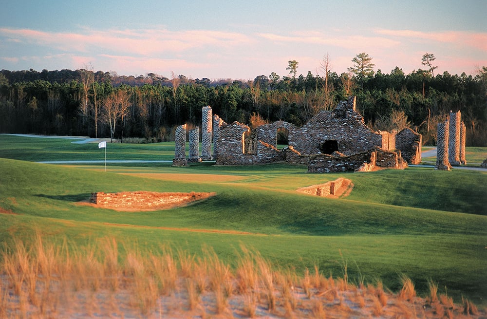Barefoot Resort Love Course ruins and golf green