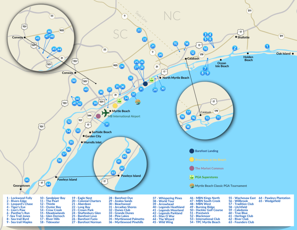 Myrtle Beach golf Course Map